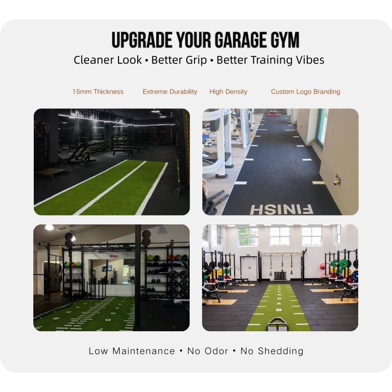 Garage Gym Turf 1x5m 15mm High Density 79600 SPU Backing Durable Indoor Fitness Turf Mat